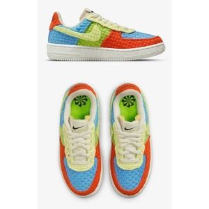 Nike Air‎ Force 1 Low Knitted Hemp in Green/Orange/Blue Size Men 5.5 Women 7